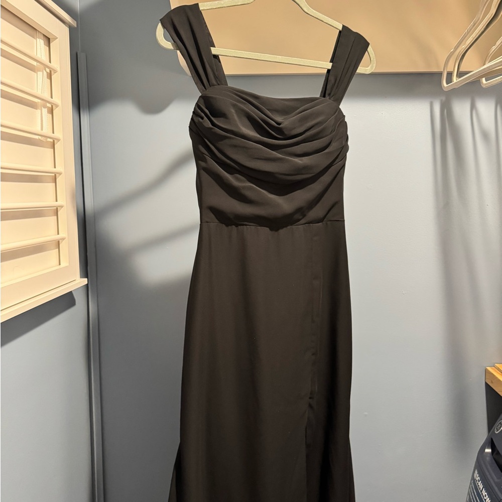 Black Chiffon Bridesmaids Dress Off the Shoulder/ Wedding / Size 6